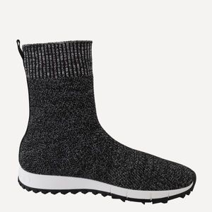 Authentic Jimmy Choo Black Silver Lurex Mix Norway Sneakers